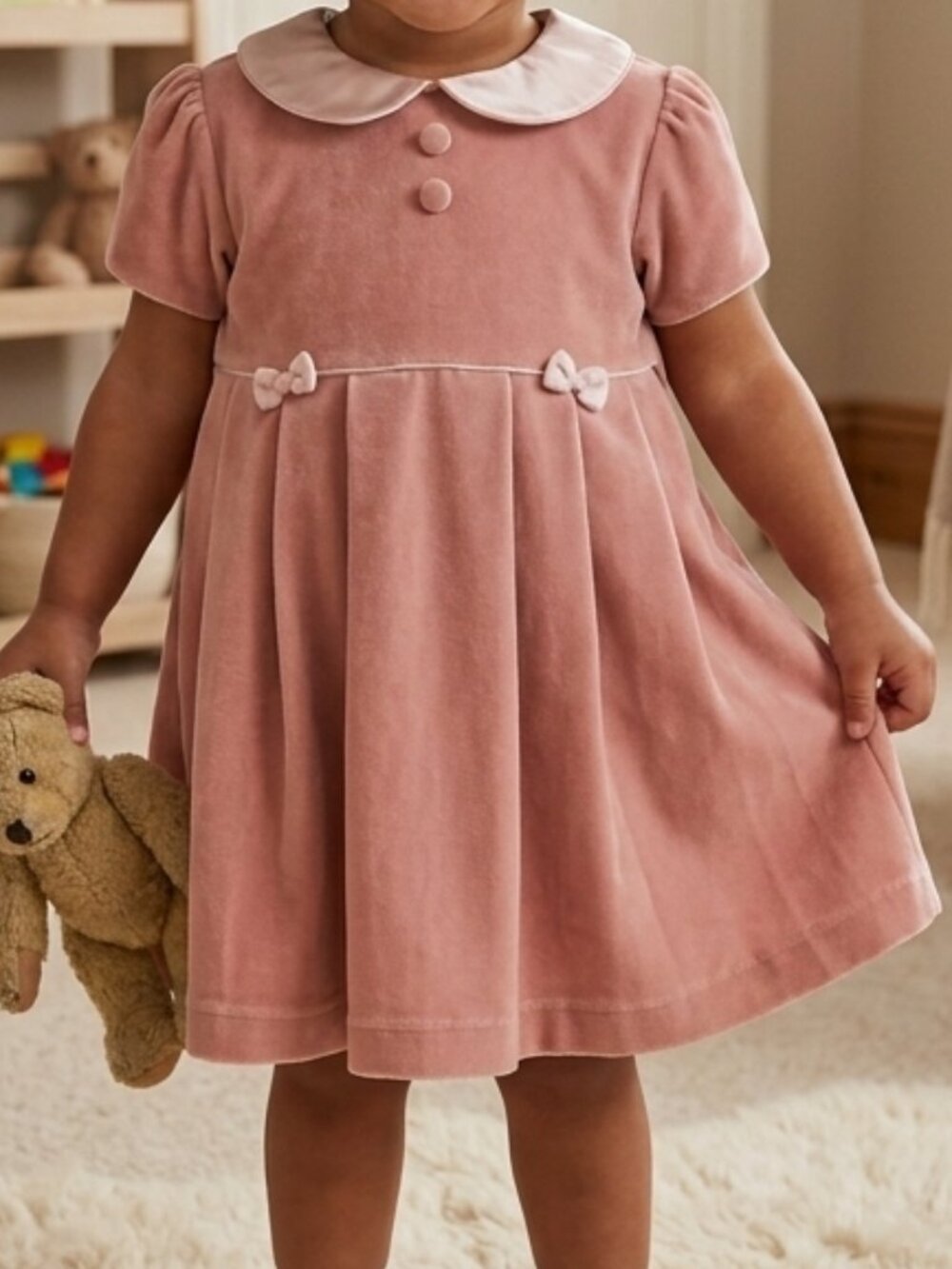 Cucci Bebe Little Girls Pink Velvet Dress Wedding Flower Girl Special Occasion